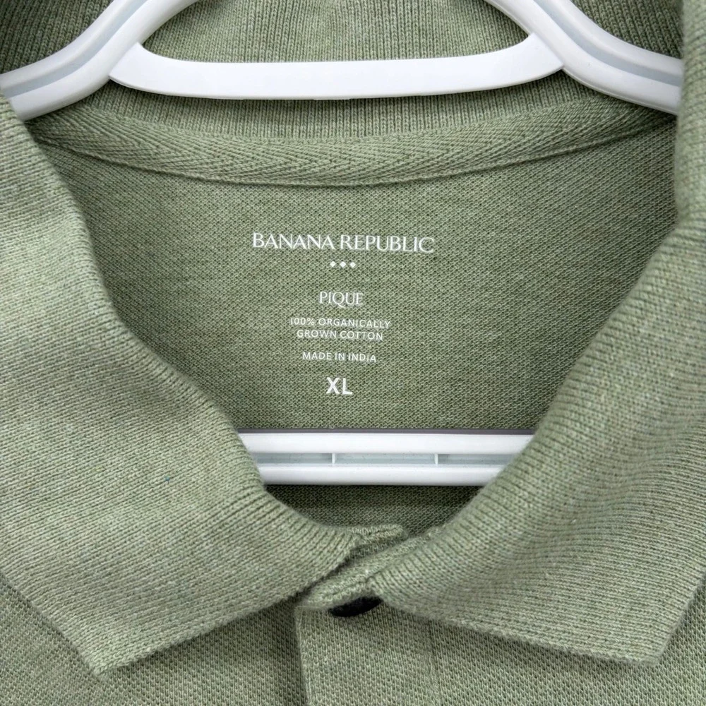 Banana Republic Mens Pique Polo Shirt Sage Green Organic Cotton XL 803392-17